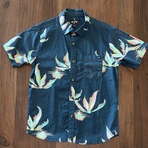 Boys Billabong Dark Blue Tropical Print Shirt